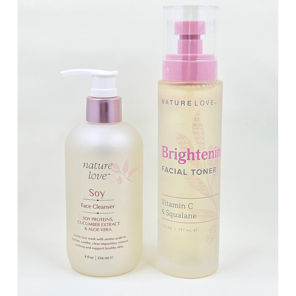 Nature Love Soy Face Cleanser 8oz & Brightening Facial Toner 6oz Set